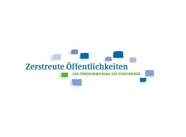 Zerstreute Öffentlichkeiten Logo mit Unterzeile »Zur Programmierung des Gemeinsinns«