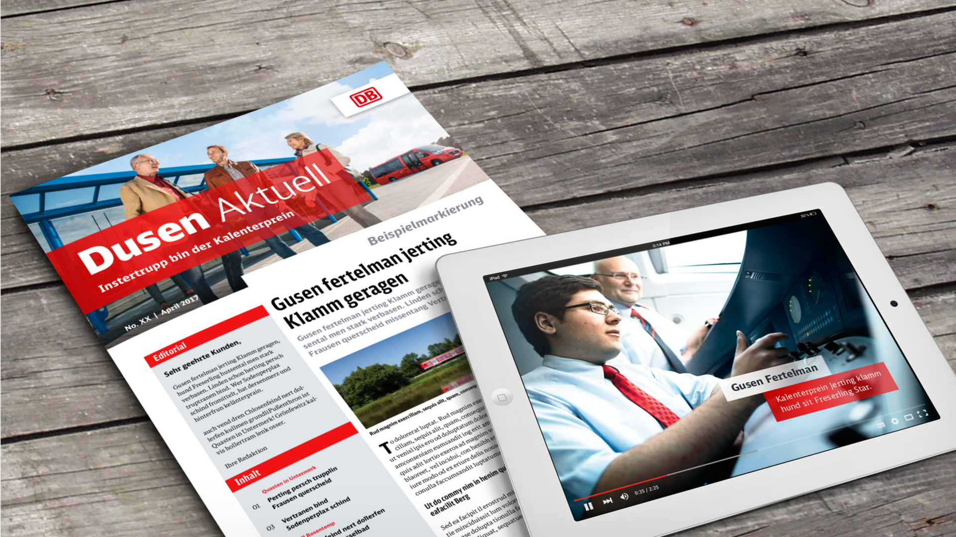 Referenzbeispiele zum Corporate Design der Deutschen Bahn in Print und digitalen Medien, Video