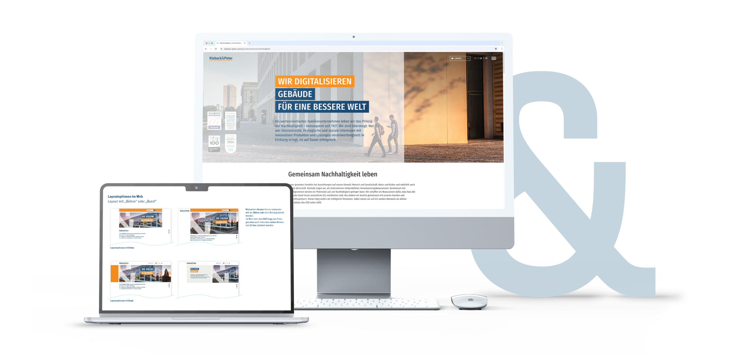 Laptop und Desktop-Monitor mit Kieback&Peter Webdesign